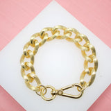 18K Gold Filled 14mm Textured Curb Cuban Link Bracelet Chain