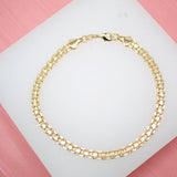 18K Gold Filled Double Solid Rolo Round Link Bracelet Chain (I156)