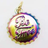 18K Gold Filled holographic iridescent Soda Cap Pendant (A45)