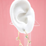 18K Gold Filled Open Hoop Dangle Stud Earrings With MultiColor Stones