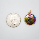 18K Gold Filled holographic iridescent Soda Cap Pendant (A45)