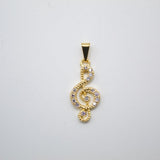 18K Gold Filled CZ Stone Treble Clef Pendant (A257)
