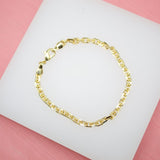 18K Gold Filled 4mm Small Thick PaperClip Bracelet (I339)