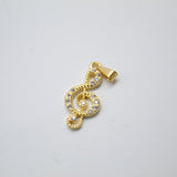 18K Gold Filled CZ Stone Treble Clef Pendant (A257)