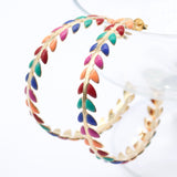 18K Gold Filled Enamel Arrow Open Hoop Earrings (K209-209A)