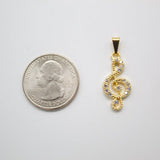18K Gold Filled CZ Stone Treble Clef Pendant (A257)