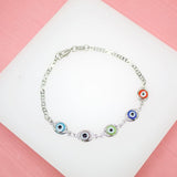 18K Gold Filled Multi Color Evil Eye Gucci Mariner Link Chain Bracelet (I212)