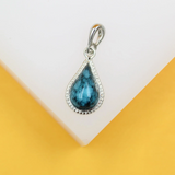 18K Gold Filled Jadeite Stone Teardrop Charm Pendant