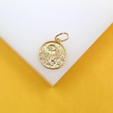 18K Gold Filled Coin Disc Medallion Zodiac Horoscope Charm Pendant