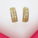 18K Gold Filled Multi-Color Round CZ Huggies (L65)