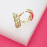 18K Gold Filled Multi-Color Round CZ Huggies (L65)