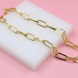 18K Gold Filled 9mm Paper Clip Link Chain (F71)