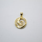 18K Gold Filled Swirl With CZ Cubic Zirconia Stone Pendant