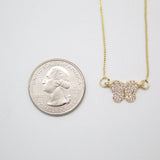 Dainty Box CZ Pave Butterfly Pendant Necklace (G134)