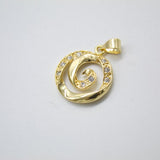 18K Gold Filled Swirl With CZ Cubic Zirconia Stone Pendant