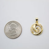 18K Gold Filled Swirl With CZ Cubic Zirconia Stone Pendant