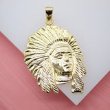 18K Gold Filled Native American Chief Pendant