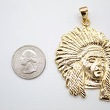 18K Gold Filled Native American Chief Pendant