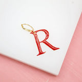 18K Gold Filled Enamel Color Letter A-Z Letter Pendant French Hook (A69)