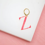 18K Gold Filled Enamel Color Letter A-Z Letter Pendant French Hook (A69)