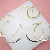 18K Gold Filled Flat Open Hoop Earrings (J67)(J68)(J69)