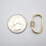 18K Gold Filled Gold Oval Screw Carabiner Clasp With CZ Cubic Zirconia Stones