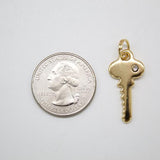 18K Gold Filled Heart With Key Outline Pendant Charm (A270)