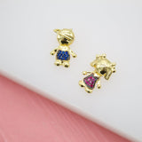 Boy & Girl Pendant Charms With Purple and Blue Cubic Zirconia Stone