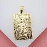Gold Filled Saint Lazaro Religious Pendant With Cubic Zirconia Stone