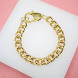 18K Gold Filled 9mm Curb Cuban Link Bracelet Chain (I244)