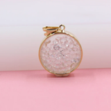 18K Gold Filled Cylinder Pendant Filled With Clear CZ Stones (A52)