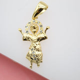 18K Gold Filled Angel With CZ Cubic Zirconia Pendant