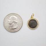 18K Gold Filled Coin Medallion With CZ Stones (A49)