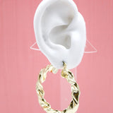 18K Gold Filled Twisted Thick Leverback Hoop Earrings (K25-27)