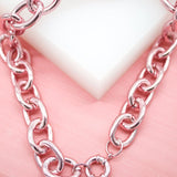 Pink Rolo Thick Link Chain