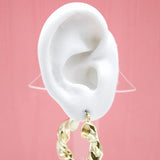 18K Gold Filled Twisted Thick Leverback Hoop Earrings (K25-27)