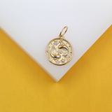 18K Gold Filled Coin Disc Medallion Zodiac Horoscope Charm Pendant