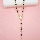 18K Gold Filled Catholic Gold Bead Rosary With CZ Stone Crucifix And Virgin Mary Charm (G201A) (H112A)