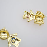 Boy & Girl Pendant Charms With Purple and Blue Cubic Zirconia Stone