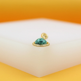 18K Gold Filled Jadeite Stone Teardrop Charm Pendant