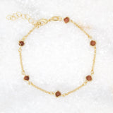 18K Gold Filled 5mm Designed Brown aventurine Bead Bracelet (I79A)