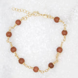 18K Gold Filled 6mm Brown aventurine Bead Bracelet (I368)