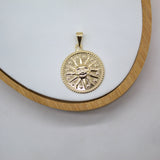 18K Gold Filled Sun Medallion Pendant (A211)