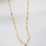 Gold Filled ABC Pendant Necklace Set With Earrings & Dainty Double Curb Chain  (XX15)
