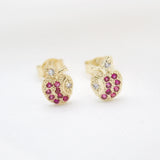 Gold Filled Apple CZ Pendant Necklace & Earrings Set (XX15)