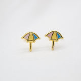 Gold Filled Enamel Umbrella Pendant Necklace Set & Earrings (XX15)