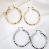 18K Gold Filled 5mm Thick Chunky Lever Back Hoop Earrings (J11)