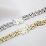 8mm Cuban Micro Pave CZ Butterfly Bracelet (I20)
