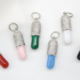 18K Rhodium Filled Enamel Pill Pendant With Micro Pave Cz stones (A183)
