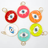 18K Gold Filled Enamel Medallion Evil Eye Pendant Charm (A34)